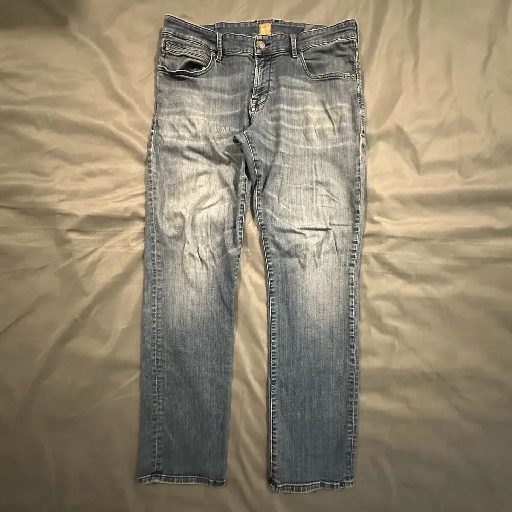 Hugo Boss Jeans Regular Fit Orange 24 Mens 38x32 Blue Denim Faded Y2K